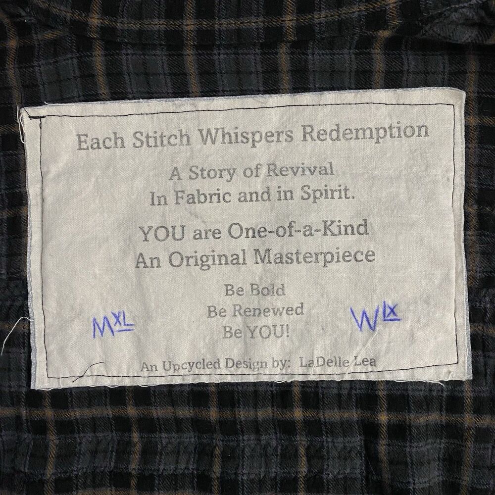 Upcycled Flannel Shirt Shacket Womens 1X Mechanic Automotive Garage Grunge Parts - Picture 10 of 14